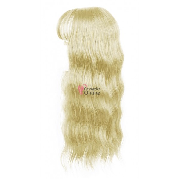 Peruca calota cu par ondulat din fibra Kanekalon 360 grade Cod CYF72728885# Blond Ash Mixt - 45 cm lungime